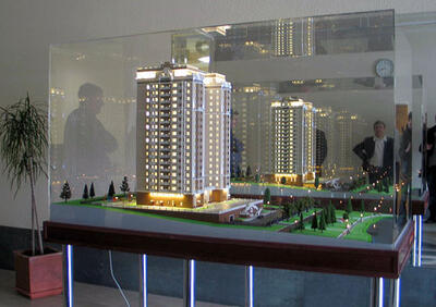 Макет 20-этажного жилого дома в Москве масштабная модель
