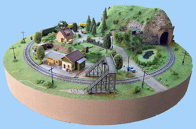 Выставочный круговой макет железной дороги российской тематики масштабная модель