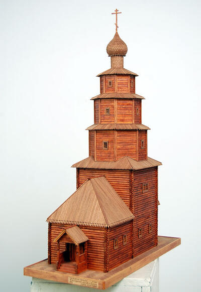 Макет Тихвинской церкви в Торжке масштабная модель